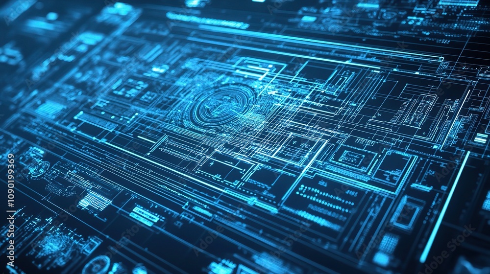 Poster abstract digital blueprint representing computer aided design and technical drawing concepts for eng