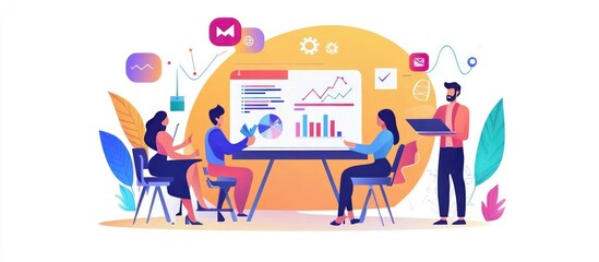 Fototapeta premium Teamwork Data Analysis Presentation Business Strategy Meeting