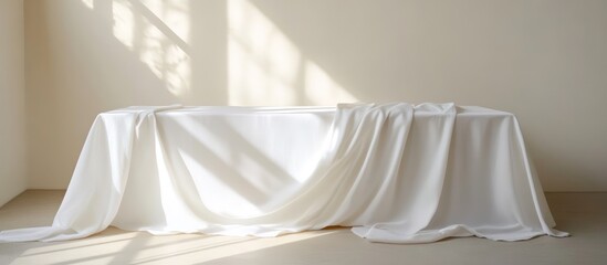 Draped White Fabric on Table, Minimalist Studio Still Life