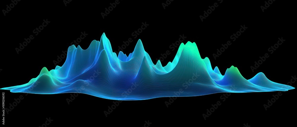 Poster Abstract representation of sound waves in vibrant colors and smooth gradients.
