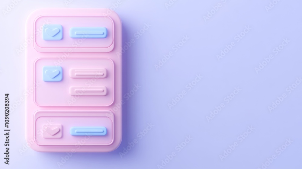 Poster A pastel-colored interface with buttons and sliders, suggesting a digital design element.