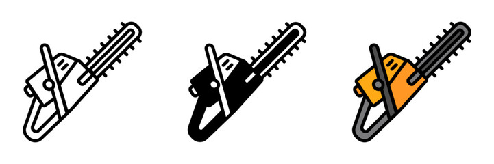 Fototapeta premium Chainsaw icon is a powerful cutting tool with a rotating chain, used for felling trees, trimming branches, or cutting timber.