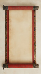 Stylish background of blank Chinese scroll featuring vintage decorative edges, creating perfect space for text or illustrations