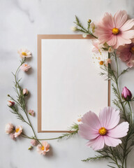 Obraz premium Elegant wedding invitation with soft watercolor flowers.