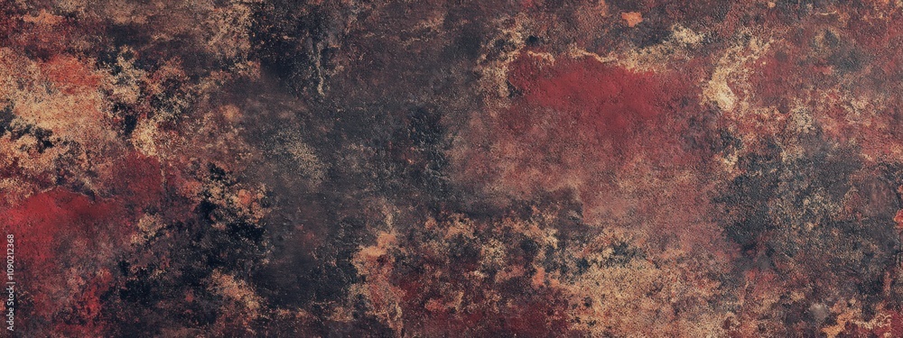 Poster Abstract textured surface with warm tones of red and brown, resembling natural materials.