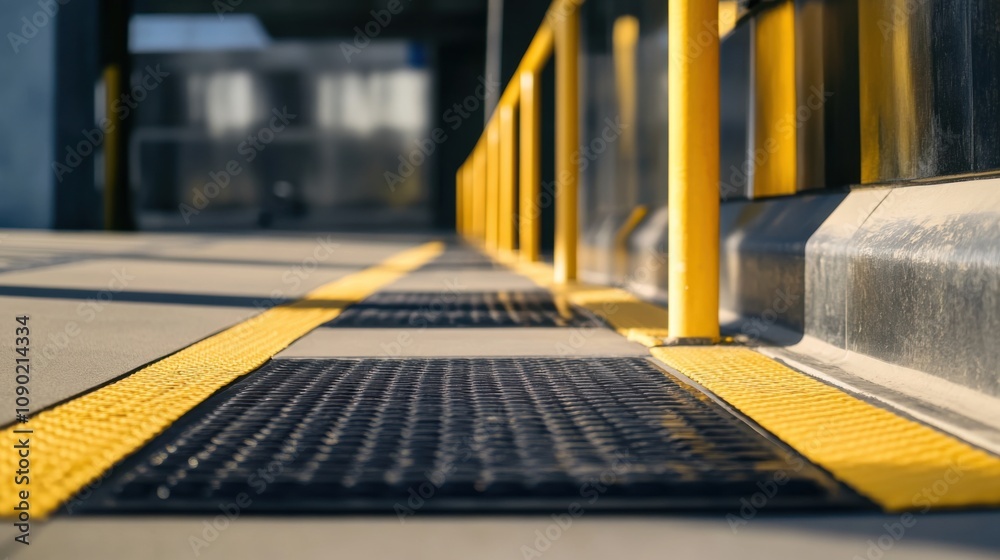 Poster Disability inclusion in public spaces, Illustrating accessibility features in urban infrastructure, photography style