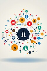 Obraz premium Colorful circle with interconnected faith icons
