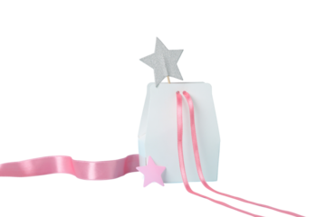 PNG, Mystery box, pink bag with bow, isolated on white background.