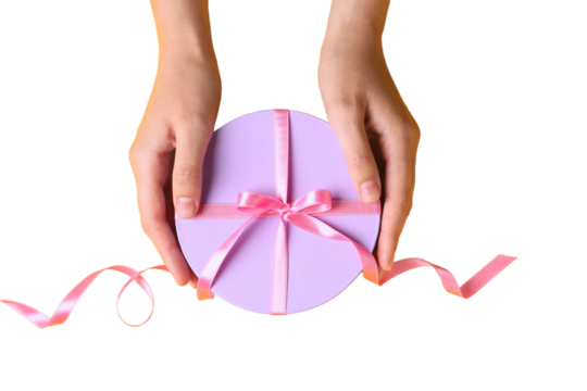 PNG, Gift box, purple round box isolated on white background.