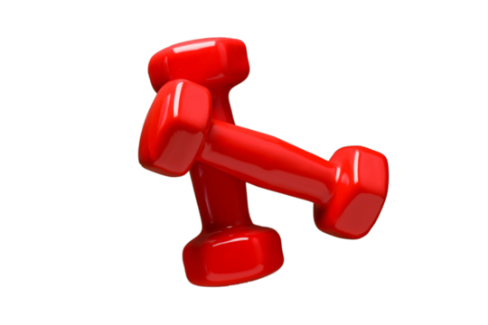 PNG, Sport, new year, red dumbbells isolated on white background.