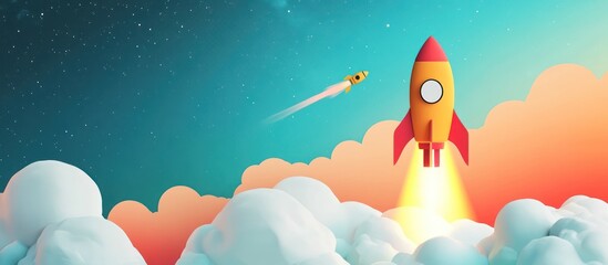 Rocket Launch: A journey through the cosmos,  starting a new adventure.