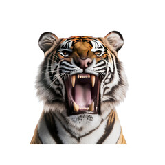 Obraz premium Roaring Tiger Close-Up Majestic Predator with Open Mouth