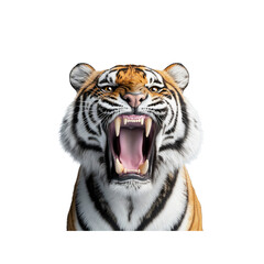 Fototapeta premium Majestic Roaring Tiger Close-Up Ferocious Predator Portrait