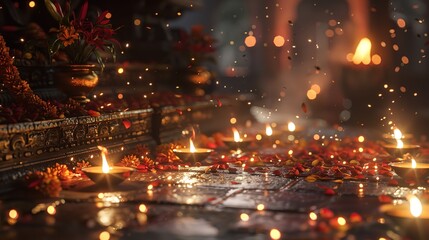 Fototapeta premium Celebrating Diwali in India 8K Realistic Lighting Highlights
