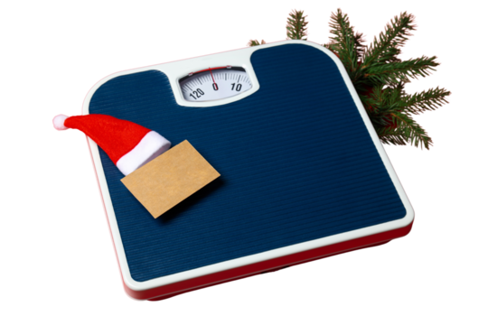 PNG, New Year's sport, scales with New Year's decor, isolated on a white background.