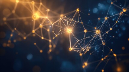 Obraz premium Network structure chemical bonds in molecular level of lines and points, dots and connections