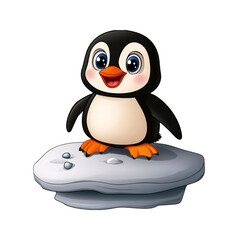 Obraz premium Adorable Cartoon Penguin on Iceberg