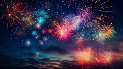 Fototapeta premium fireworks in the night sky background wallpaper