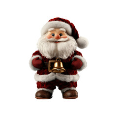 Obraz premium Jolly Santa Claus Holding a Golden Bell - 3D Render