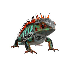 Fototapeta premium Vibrant Plumed Basilisk Lizard with Striking Red Crest and Turquoise Scales