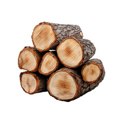 Stack of Firewood Logs Isolated on White  Background