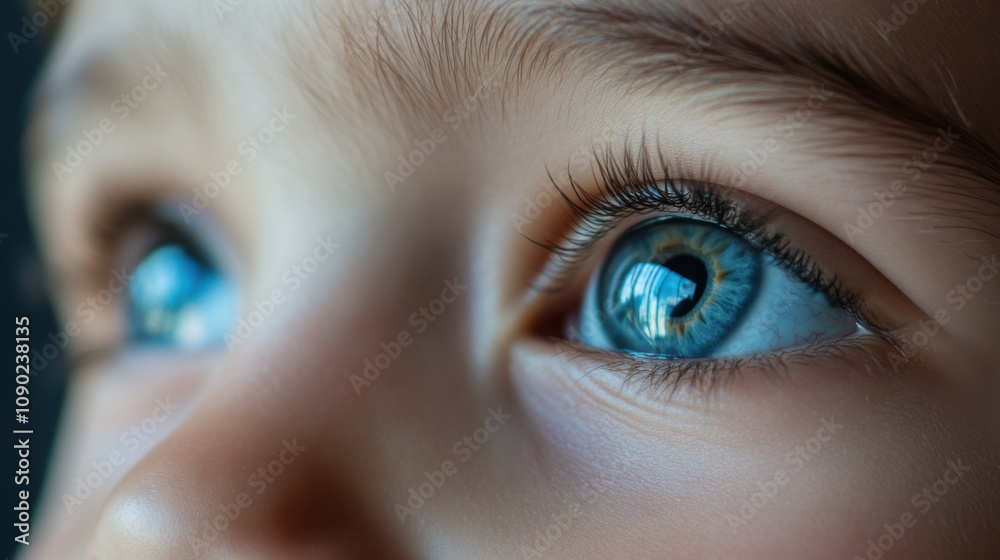 Poster the eyes of a young student eagerly participating in a stem workshop, symbolizing curiosity and lear