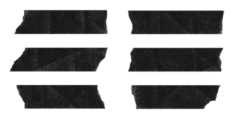 Torn masking paper tape pieces on a transparent background, 