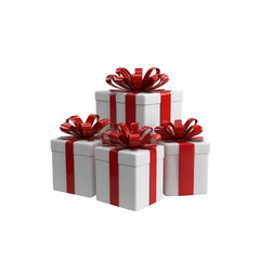 Fototapeta premium Stack of Red and White Gift Boxes with Bows