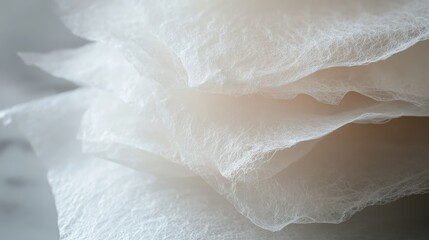Obraz premium Soft and Delicate Sheets of Translucent Material Piled Neatly on a Smooth Surface, Ideal for Crafts, Textiles, and Decorative Projects