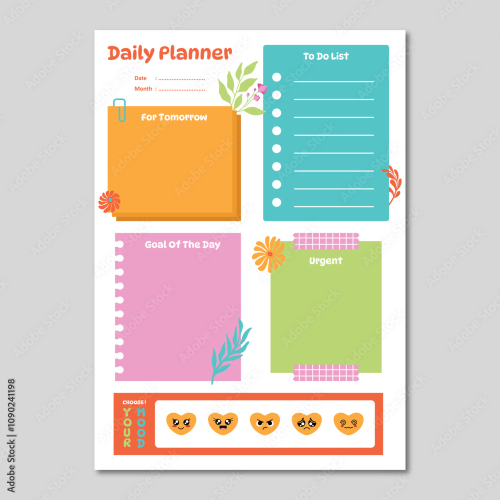 Wall mural Daily planner vector template	