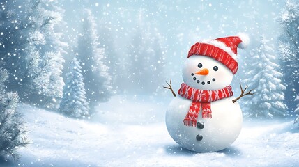 Obraz premium Happy Snowman in Winter Wonderland