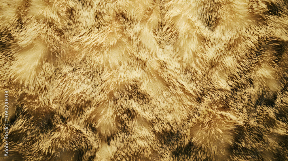 Poster a close-up of a soft, textured surface resembling fur, showcasing a blend of golden hues and a fluff