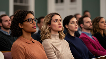Obraz premium diverse audience attentively listens during lecture