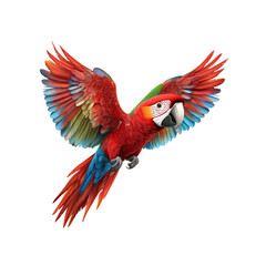 Obraz premium Scarlet Macaw in Flight Vibrant Tropical Bird with Spread Wings