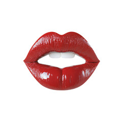 Obraz premium Sensual Red Lips with Glossy Finish - Close-Up Shot