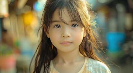 Obraz premium Portrait of a Young Girl with Long Hair