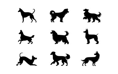 Obraz premium vector collection of dog animal silhouette illustrations