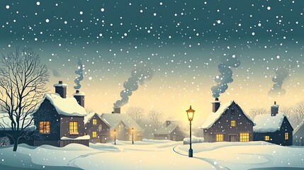 Fototapeta premium Snowy Winter Village