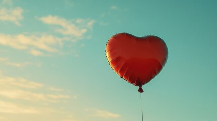 Fototapeta premium Red heart-shaped balloon in the sky