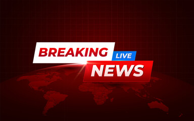 Live Breaking News with Dark Blue Earth Background. Breaking news background business or technology template. breaking news text on dark blue with earth and world map background.
