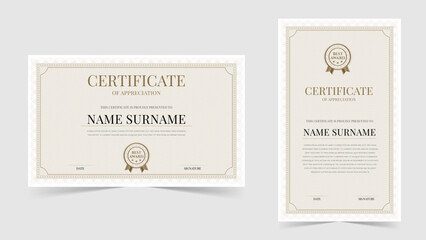 Simple Certificate of achievement border template design. Luxury Award, diploma. Elegant and luxurious certificate template. Vector illustration