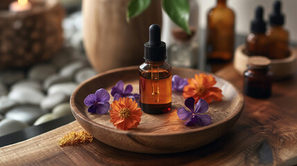 Skin protection serum illustration, Spa with essential oils