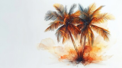 Abstract illustration of palm trees with warm colors, evoking a tropical atmosphere.