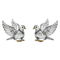 Obraz premium Crystal Dove Figurines with Raised Wings and Gold Details Symbolizing Unity and Peace