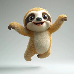 Naklejka premium Happy Sloth: 3D Render of an Adorable Sloth