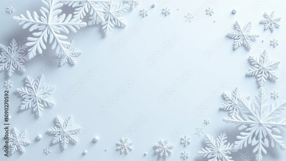 Poster a white background with snowflakes scattered around it