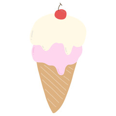 Two scoops ice cream with cherry on top 