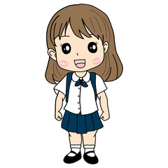 Schoolgirl in uniform, cartoon