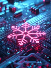 Obraz premium Computer MOTHERBOARD Snowflake Close Up