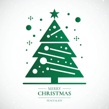 Green Minimalist Christmas Tree Illustration - Seasonal Festive Decor Art.